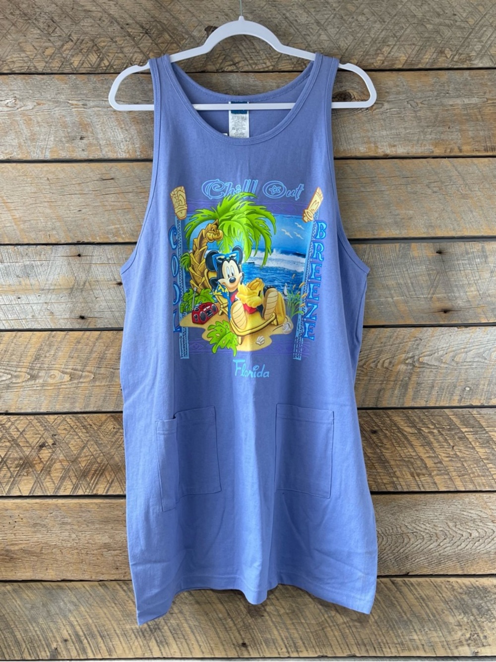 Vtg Disney Mickey Mouse Swimsuit Cover Up Tank Dress One Size Fits Most Purple